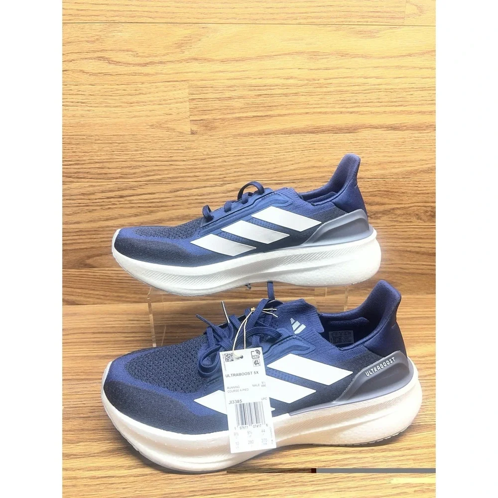Adidas Ultraboost 5X Running Shoes White Navy Blue Men's Size 10. JI3385
